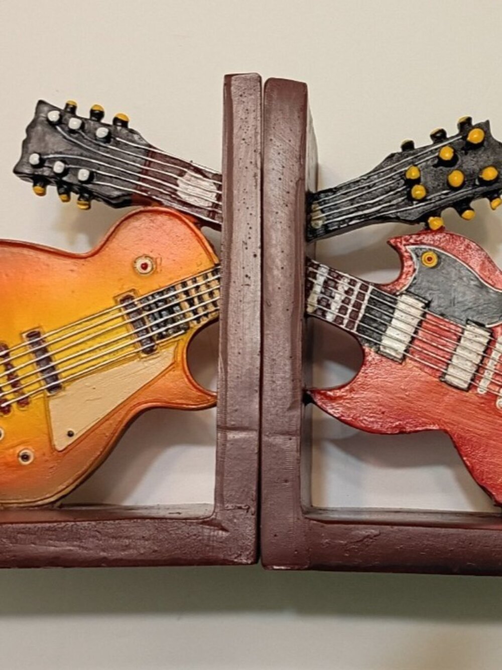 George Hardy Guitar Shelf Bookends Vintage Colorful Retro Style